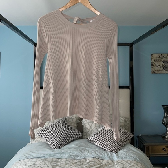 HELMUT LANG Open Tie Back Sweater Metal Tan Beige Ribbed Knit RARE Size XS - Picture 9 of 10